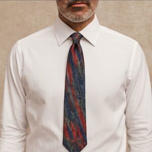 GANNI Abstract Silk Tie Multicolor Vintage Style Quiet Luxury